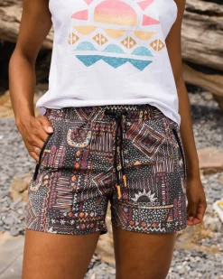 Way Out Recycelte Allzweck-Shorts - Vintage Patchwork Schwarz/Mehrfarbig