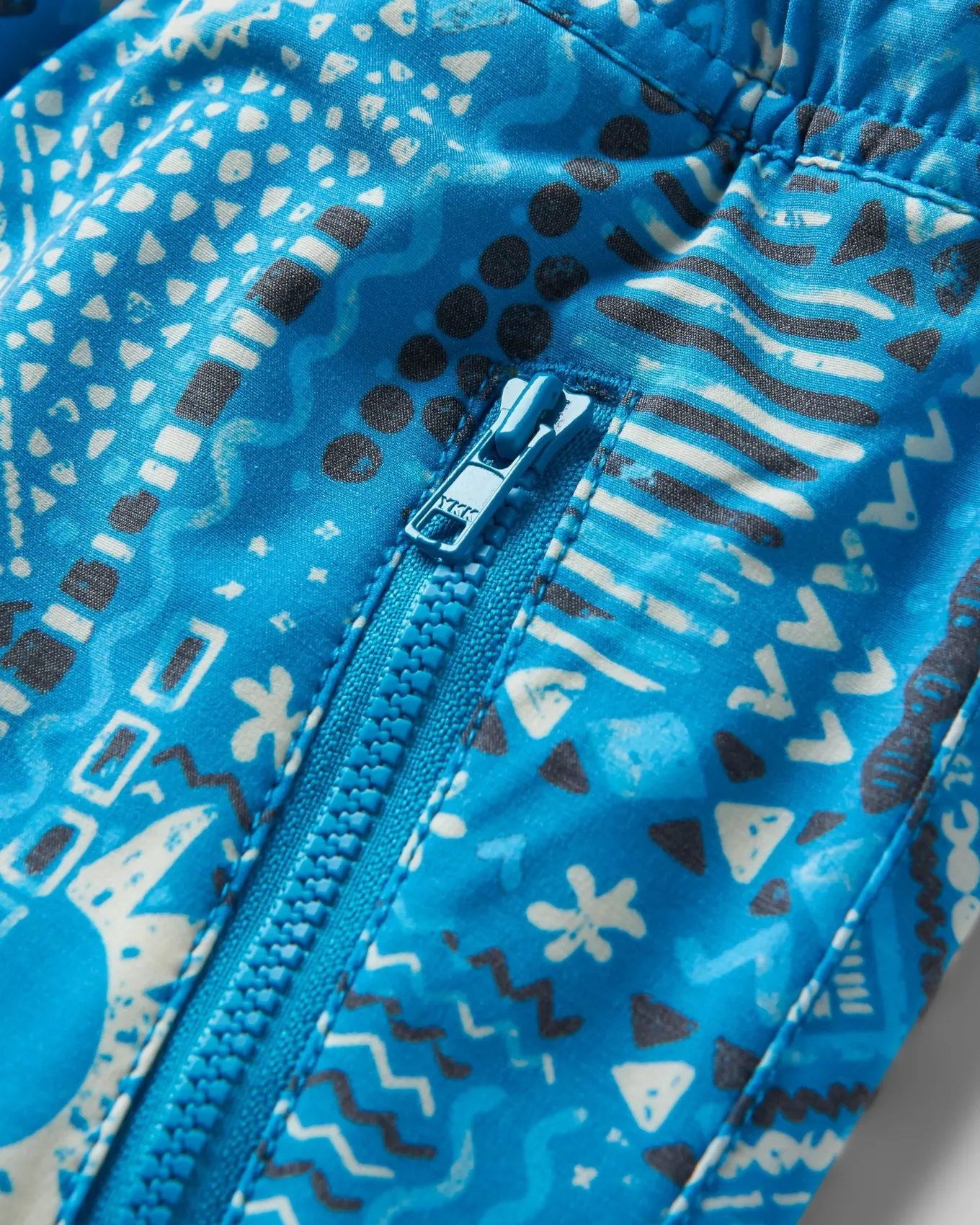 Way Out Recycelte Allzweck-Shorts - Vintage Patchwork Blau Pool