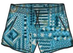 Way Out Recycelte Allzweck-Shorts - Vintage Patchwork Blau Pool