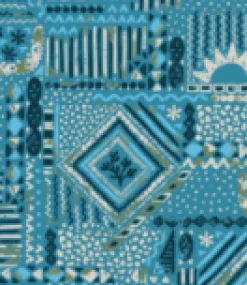 Way Out Recycelte Allzweck-Shorts - Vintage Patchwork Blau Pool