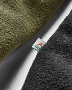 Woodland Kapuzenpullover mit 1/2 Reißverschluss aus recyceltem Polarfleece - Echtes Schwarz/ Khaki