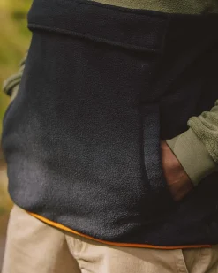 Woodland Kapuzenpullover mit 1/2 Reißverschluss aus recyceltem Polarfleece - Echtes Schwarz/ Khaki