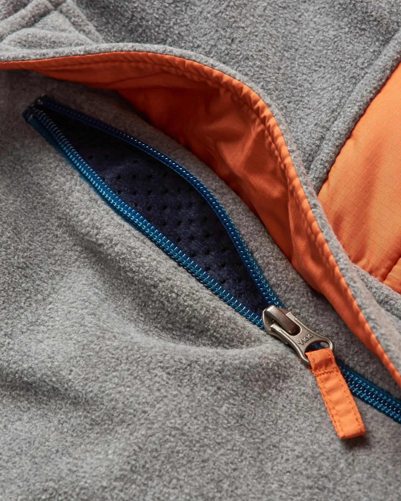 Woodland Kapuzenpullover mit 1/2 Reißverschluss aus recyceltem Polarfleece - Graumeliert / Gezeitenblau